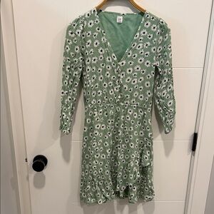 GAP Women's Green Floral Long Sleeve Dress size XS